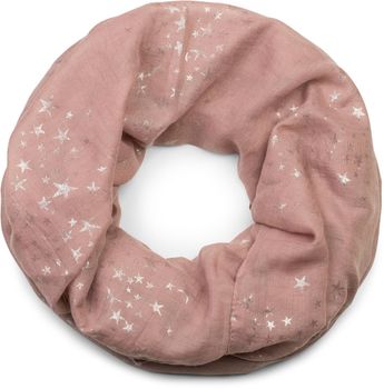 styleBREAKER Damen Loop Schal mit Metallic Sterne Print | Glitzer Schlauchschal ca. 89 x 75 cm | Leichter Rundschal für Frühjahr & Herbst