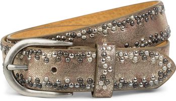 styleBREAKER Nietengürtel Unisex mit kleinen mehrfarbigen Nieten | Vintage Gürtel aus Rindsleder mit farbgebender Polyurethan-Beschichtung | kürzbar & verstellbar