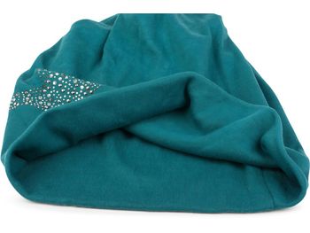 styleBREAKER Damen Slouch Beanie Mütze mit Strass Stern | Glitzer Longbeanie aus weicher Viskose | One Size für Erwachsene