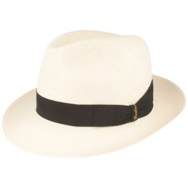 Borsalino edler Bogart Panama-Strohhut mittelbreite Krempe in weiß