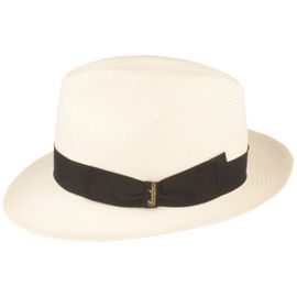 Borsalino edler Bogart Panama-Strohhut mittelbreite Krempe in weiß Borsalino edler Bogart Panama-Strohhut mittelbreite Krempe in weiß