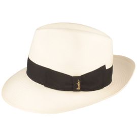 Borsalino klassischer Bogart Panama Strohhut breite Krempe in weiß Borsalino klassischer Bogart Panama Strohhut breite Krempe in weiß