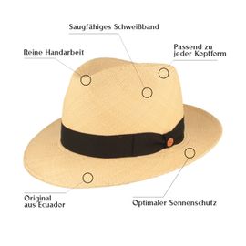 Mayser Panamahut Albenga mittelbreiter Bogart mit UV-Schutz in beige Mayser Panamahut Albenga mittelbreiter Bogart mit UV-Schutz in beige
