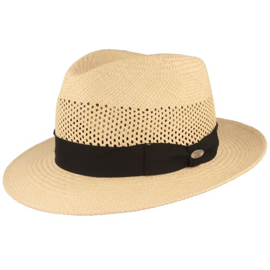 alt-Mayser echter Netz Panama Strohhut Imperia in Bogart-Form in braun