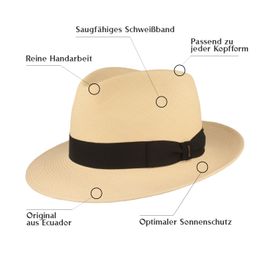 Mayser extrafeiner Panamahut William Bogartform UV-Schutz 80 in beige Mayser extrafeiner Panamahut William Bogartform UV-Schutz 80 in beige