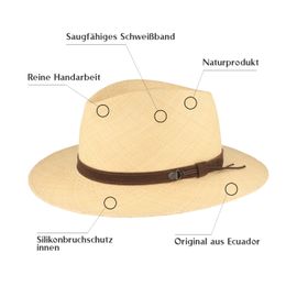 Panamahut Traveller Lederband & UV-Schutz 50 von Hut-Breiter in beige Panamahut Traveller Lederband & UV-Schutz 50 von Hut-Breiter in beige
