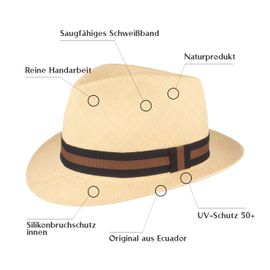 Trilby Panamahut moderne Garnitur UV-Schutz 50 von Hut-Breiter in beige Trilby Panamahut moderne Garnitur UV-Schutz 50 von Hut-Breiter in beige