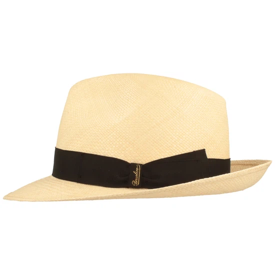Borsalino hochwertiger handgeflochtener Panama Strohhut Quito  in schwarz