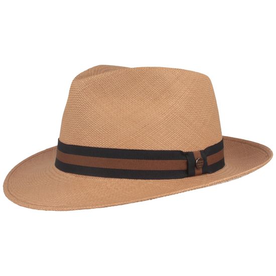 alt-Bogart Panama Hut mit UV-Schutz 50 & Ripsband von Hut-Breiter in braun