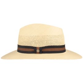 Original Netz Panamahut mit Streifen-Ripsband von Hut-Breiter in beige Original Netz Panamahut mit Streifen-Ripsband von Hut-Breiter in beige