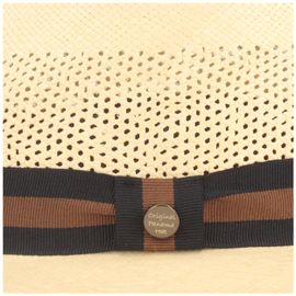 Original Netz Panamahut mit Streifen-Ripsband von Hut-Breiter in beige Original Netz Panamahut mit Streifen-Ripsband von Hut-Breiter in beige