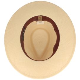 Original Netz Panamahut mit Streifen-Ripsband von Hut-Breiter in beige Original Netz Panamahut mit Streifen-Ripsband von Hut-Breiter in beige