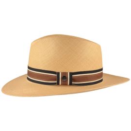 Breiter Panamahut Streifen-Band & UV-Schutz 50 von Hut-Breiter in grau Breiter Panamahut Streifen-Band & UV-Schutz 50 von Hut-Breiter in grau