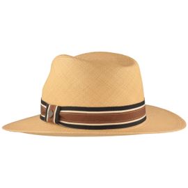 Breiter Panamahut Streifen-Band & UV-Schutz 50 von Hut-Breiter in grau Breiter Panamahut Streifen-Band & UV-Schutz 50 von Hut-Breiter in grau