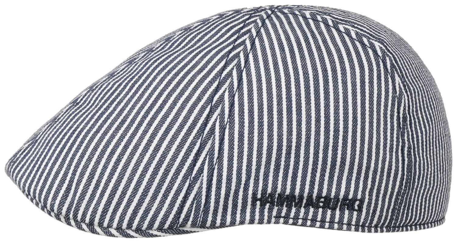 Hammaburg gestreifte Duck Cap Flatcap aus reiner Baumwolle
