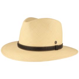 Extra breiter Panama Hut mit Leder-Garnitur von Hut-Breiter in beige
