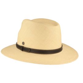 Extra breiter Panama Hut mit Leder-Garnitur von Hut-Breiter in beige Extra breiter Panama Hut mit Leder-Garnitur von Hut-Breiter in beige