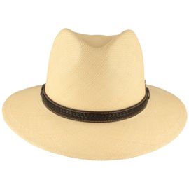 Extra breiter Panama Hut mit Leder-Garnitur von Hut-Breiter in beige Extra breiter Panama Hut mit Leder-Garnitur von Hut-Breiter in beige