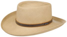 Stetson Gambler Panama Westernhut mit Lederband-Garnitur in braun Stetson Gambler Panama Westernhut mit Lederband-Garnitur in braun