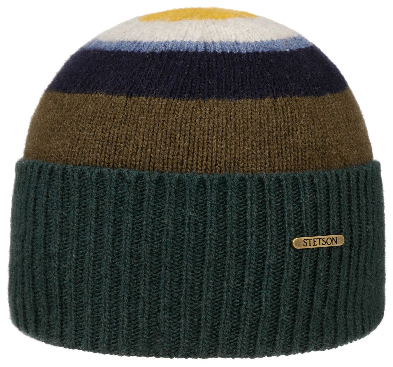 Stetson Beanie Umschlag-Strickmütze Merinowolle mit Streifen