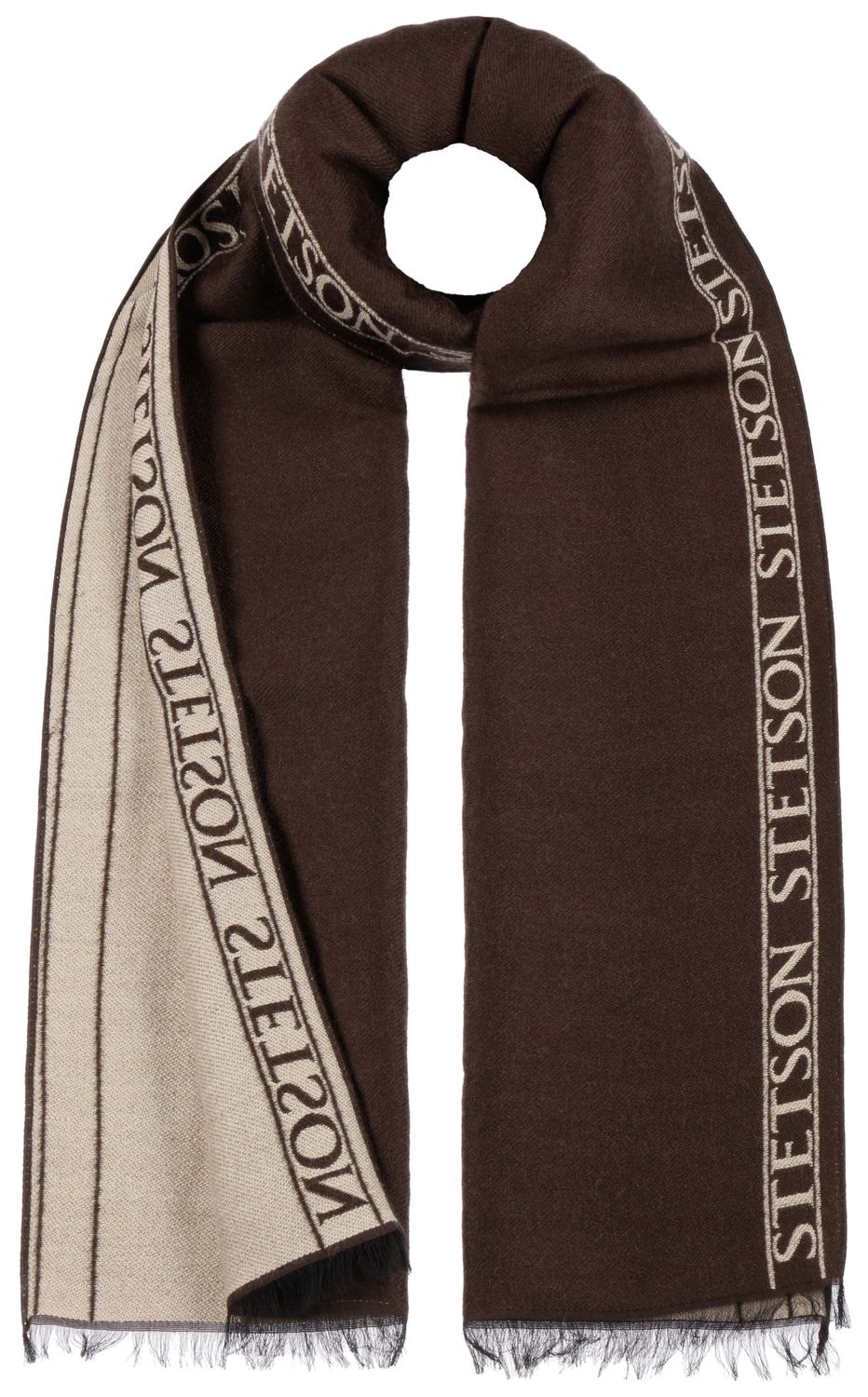 Stetson Feiner Herrenschal mit "Logomania"-Motiv & Wollanteil