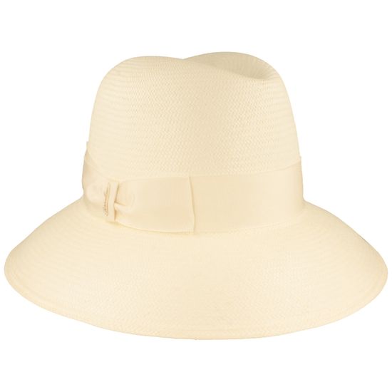 alt-Borsalino eleganter hochwertig gefertigter Panamahut Glocke in beige
