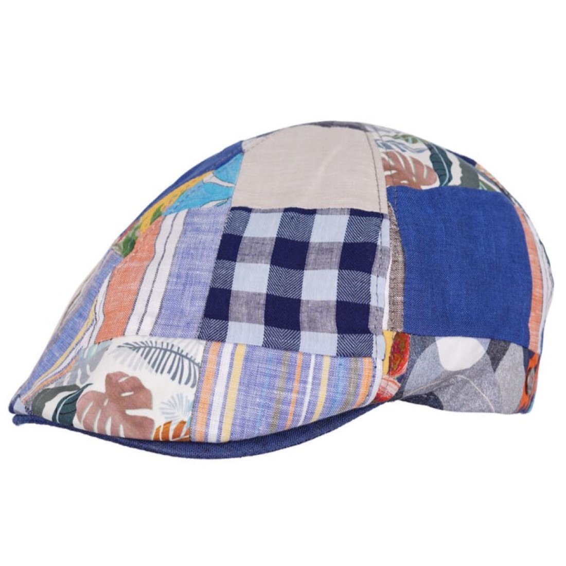 Balke Sportmütze mit Patchwork-Muster aus Leinen und Baumwolle