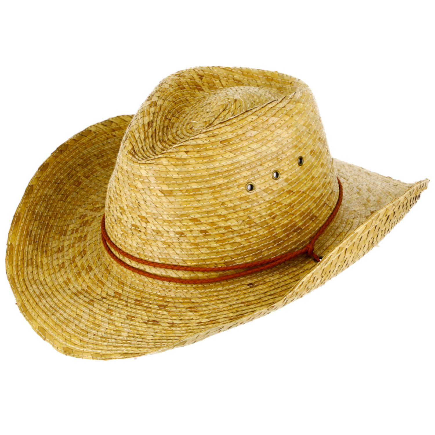 Fiebig Western Palmen Strohhut mit Kinnband und UPF 50+