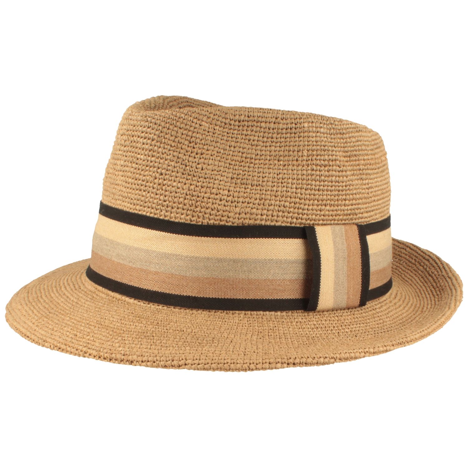 Fiebig modischer Trilby aus feinem Raffia Stroh mit breitem Ripsband