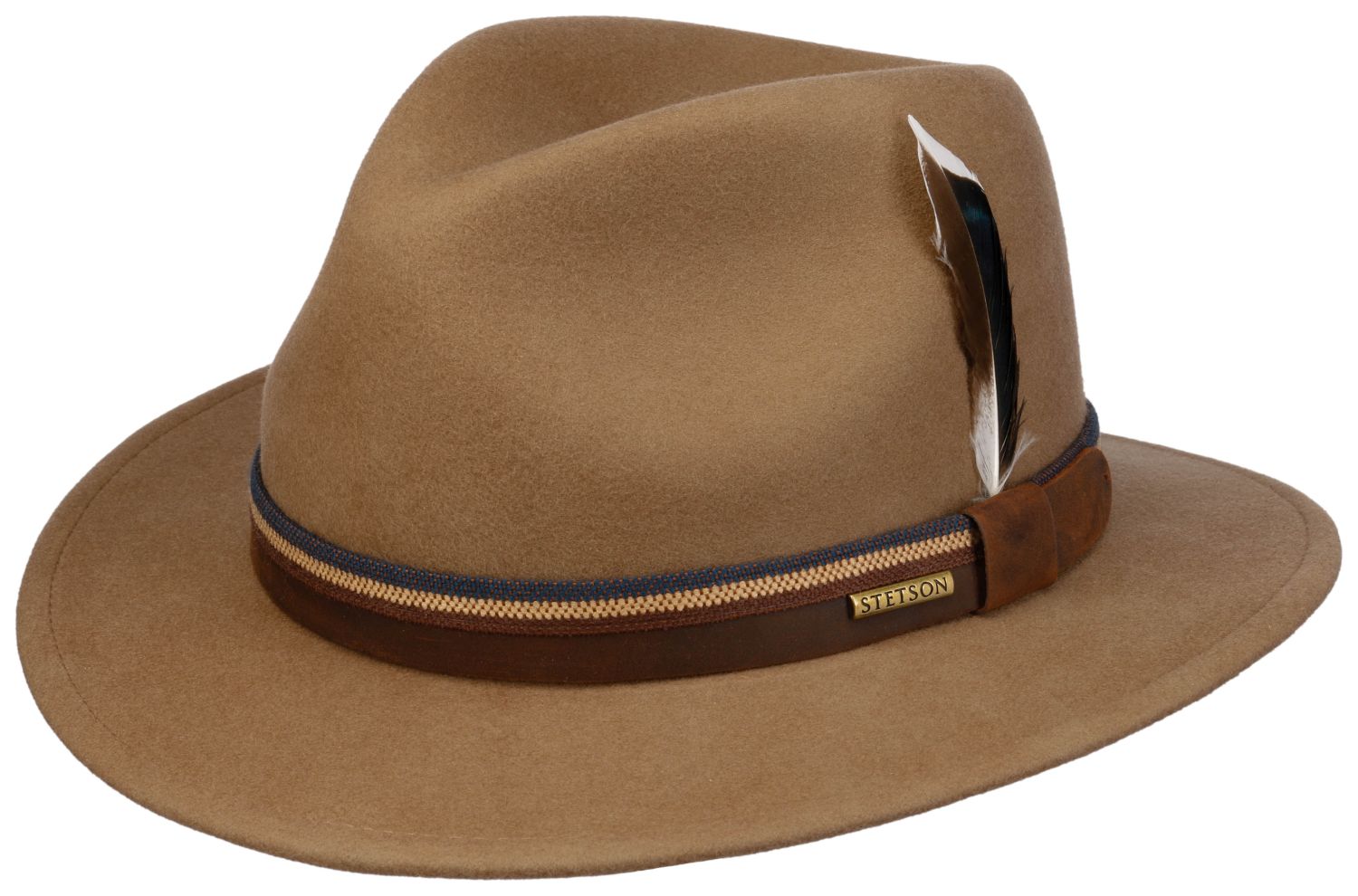 Stetson knautschbarer Woll-Traveller Woolfelt mit Feder