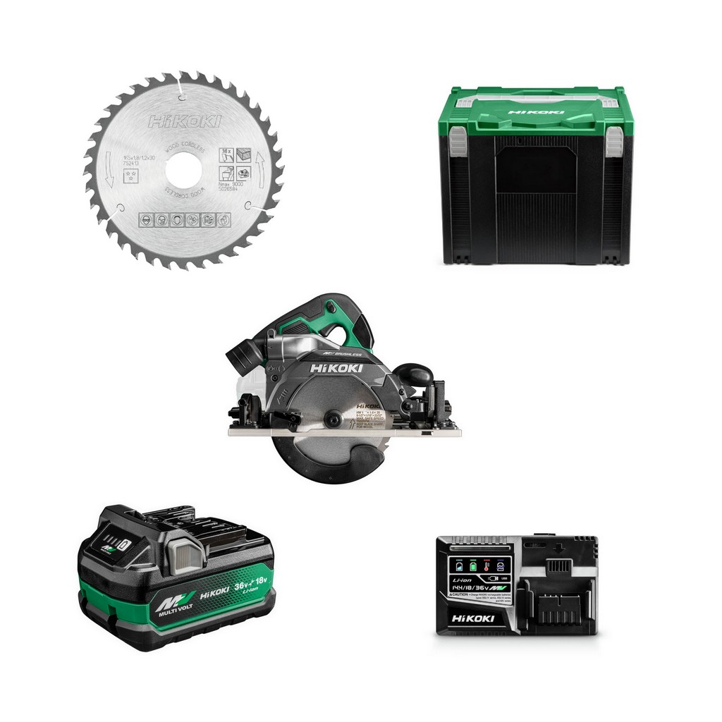 HiKoKi Akku-Handkreissäge Multiv. C3606DUMW2 + Sägeblatt+Akku + Schnellladegerät HiKoKi Akku-Handkreissäge Multiv. C3606DUMW2 + Sägeblatt+Akku + Schnellladegerät