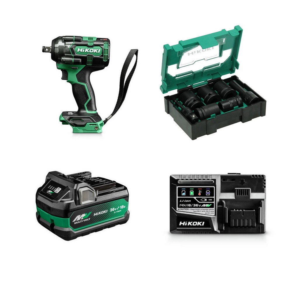 HiKoKi Akku-Schlagschrauber WR18DHW2Z + Steckschlüssel-Box+Akku+Schnellladegerät HiKoKi Akku-Schlagschrauber WR18DHW2Z + Steckschlüssel-Box+Akku+Schnellladegerät
