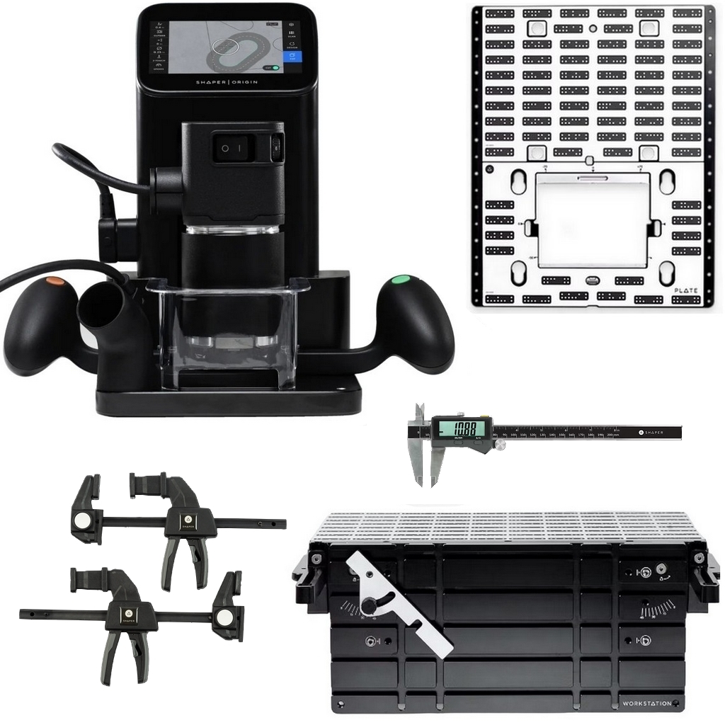 Shaper Origin SO2-EN Plate Workstation Funk Messschieber Einhandzwingen Aktion Shaper Origin SO2-EN Plate Workstation Funk Messschieber Einhandzwingen Aktion