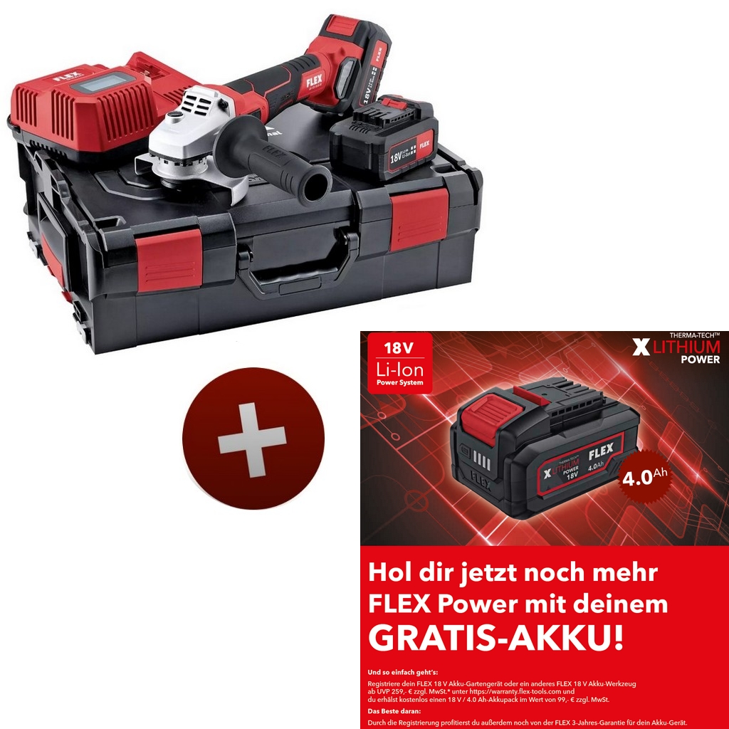 Flex Akku Winkelschleifer mit Bremse LB 125 18.0-EC/5.0 Set 18V 125mm 499331 Flex Akku Winkelschleifer mit Bremse LB 125 18.0-EC/5.0 Set 18V 125mm 499331