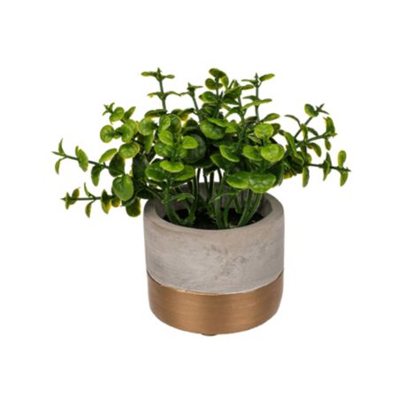 Deko-Kruter im Zementtopf in grau gold Kunstblume Dekoration Grnpflanze |  Marabellas Shop