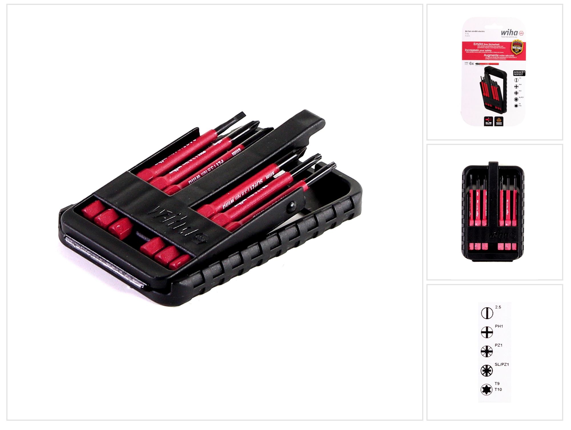 Wiha slimBit electric Bit Set gemischt 6 tlg. ( 44366 ) Schlitz