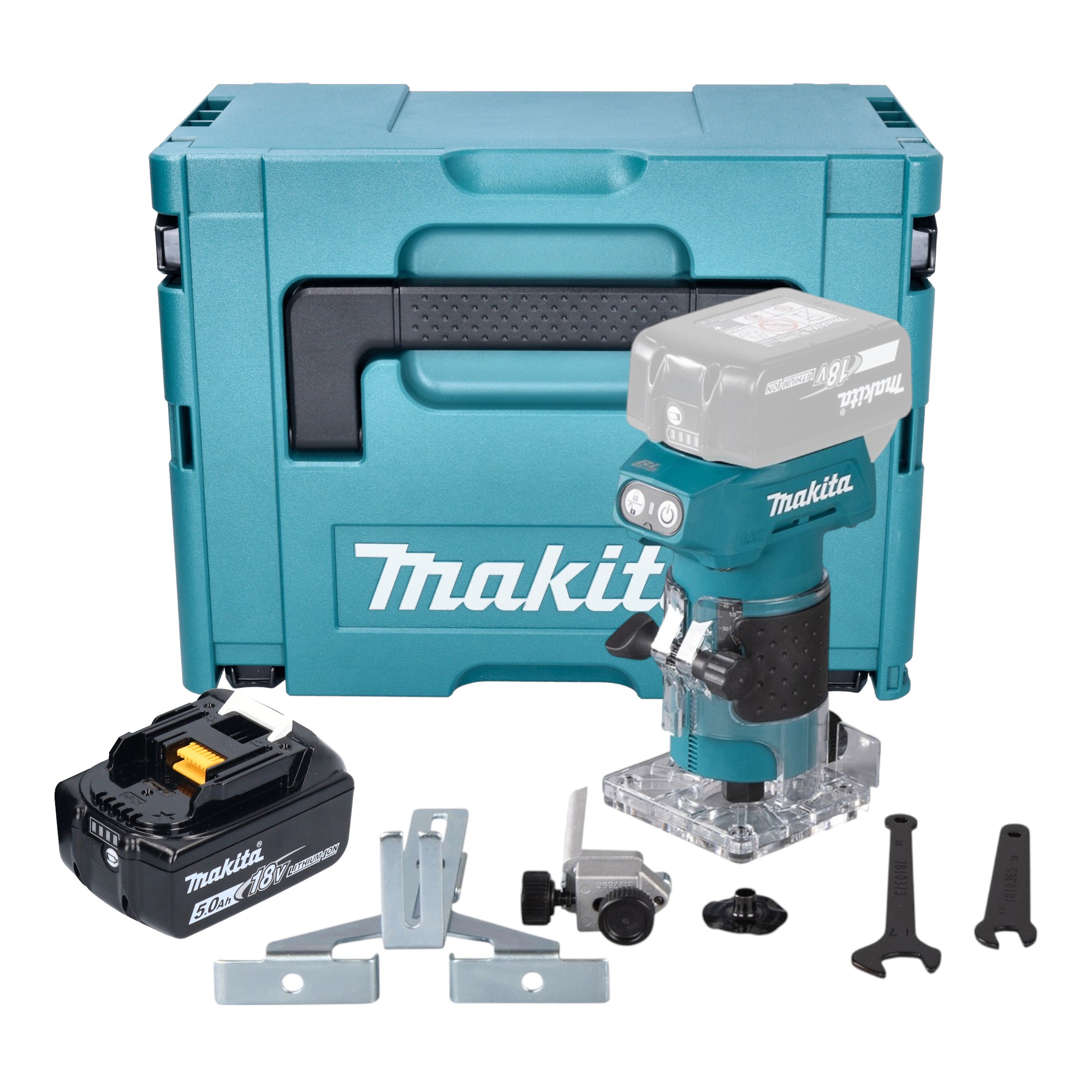 Makita DRT 52 T1J Akku Kantenfräse 18 V 6 mm Brushless + 1x Akku 5