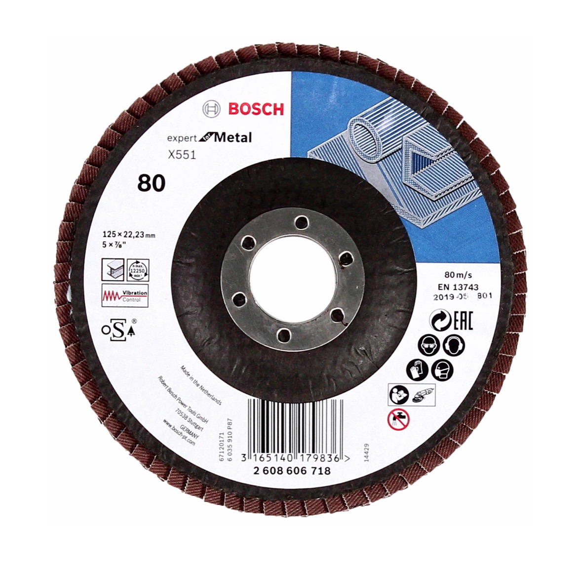 10 Stück K120 10x 2608607347 Bosch Fächerschleifscheiben X551 EfM 125mm