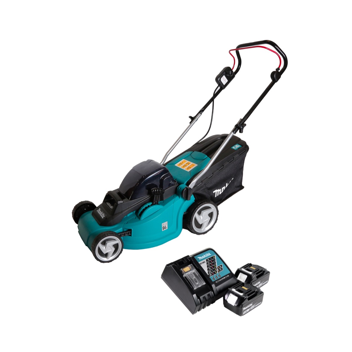 Makita DLM 380 RF2 Akku Rasenmäher 36V ( 2x18V ) 38cm + 2x Akku 3,0 Ah