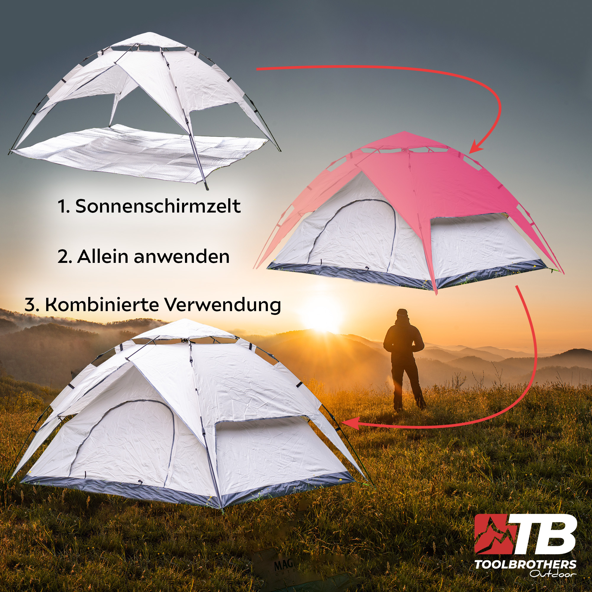 wassersule beim zelt Pop-Up-Zelt Dome - 2000 mm Wassersule