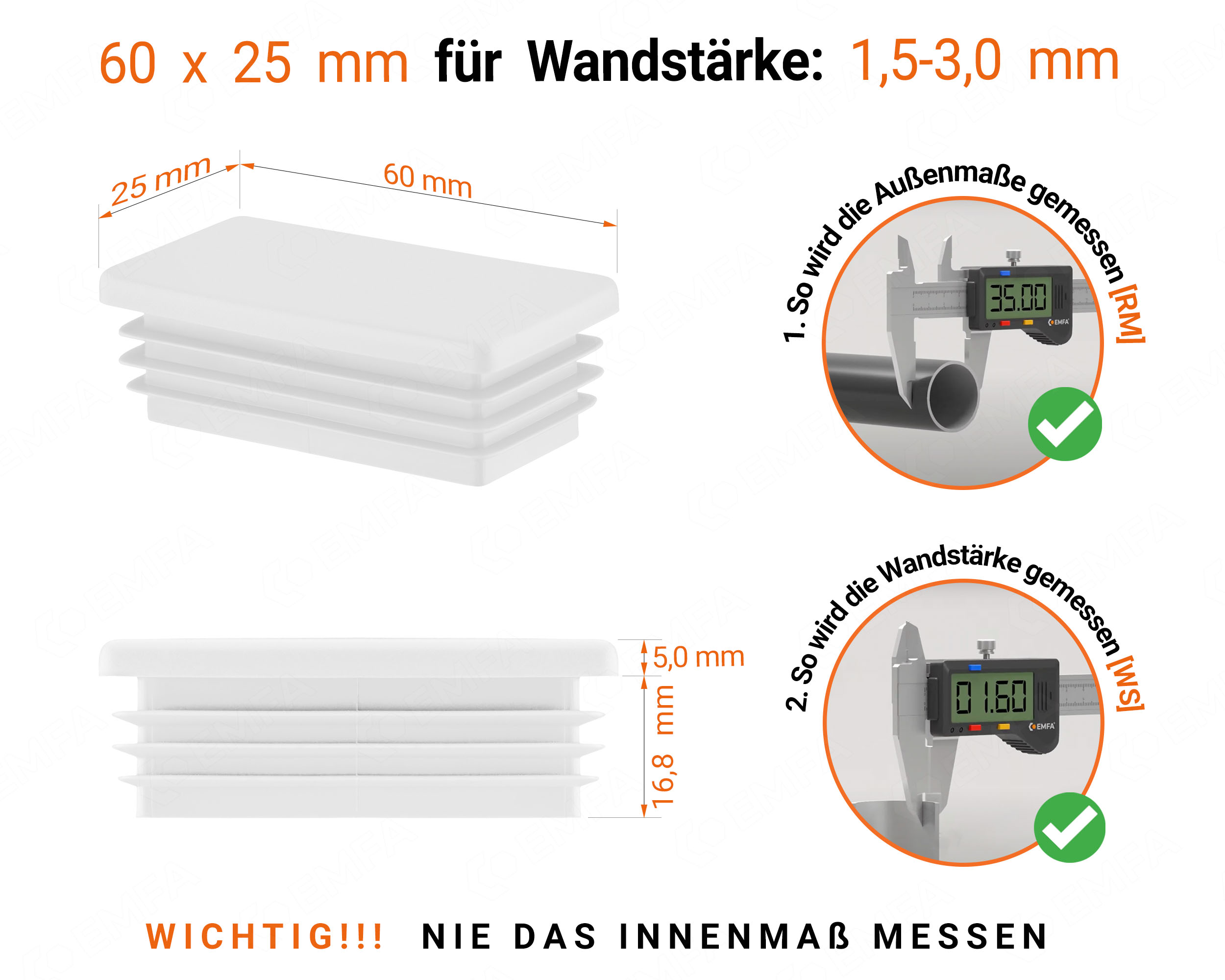 BOUCHONS À LAMELLES Bouchons Rectangulaires 19 Mm-100 Mm Embouts