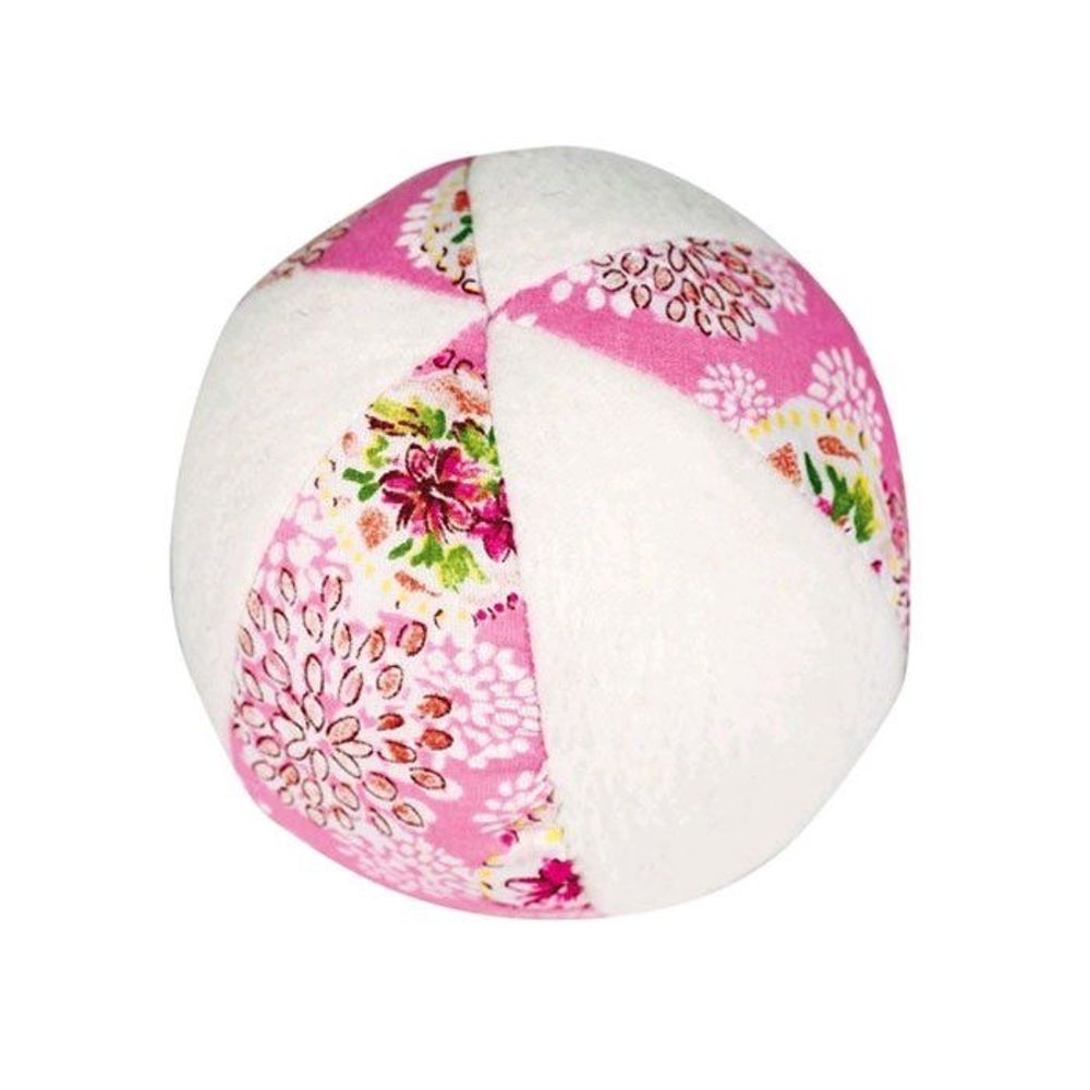 Trousellier Ball mit Rassel  cm pinke Blumen