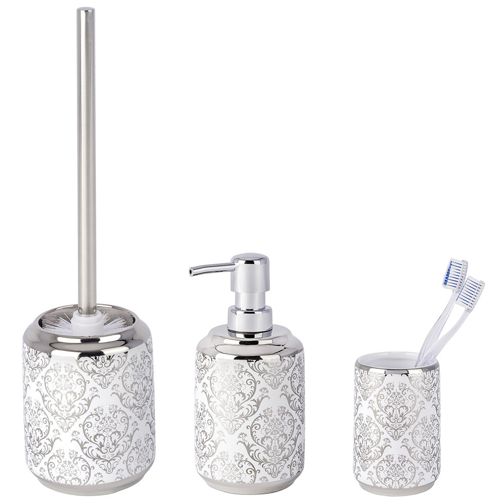 [Paket] Wenko Badaccessoires Set, 3-teilig BAROCK SILVER | EMAKO