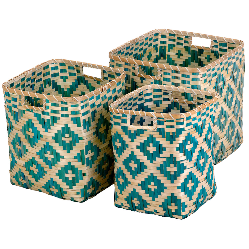 3x Aufbewahrungsbox aus Bambus, Organizer - 3 Stück im Set, orange | EMAKO