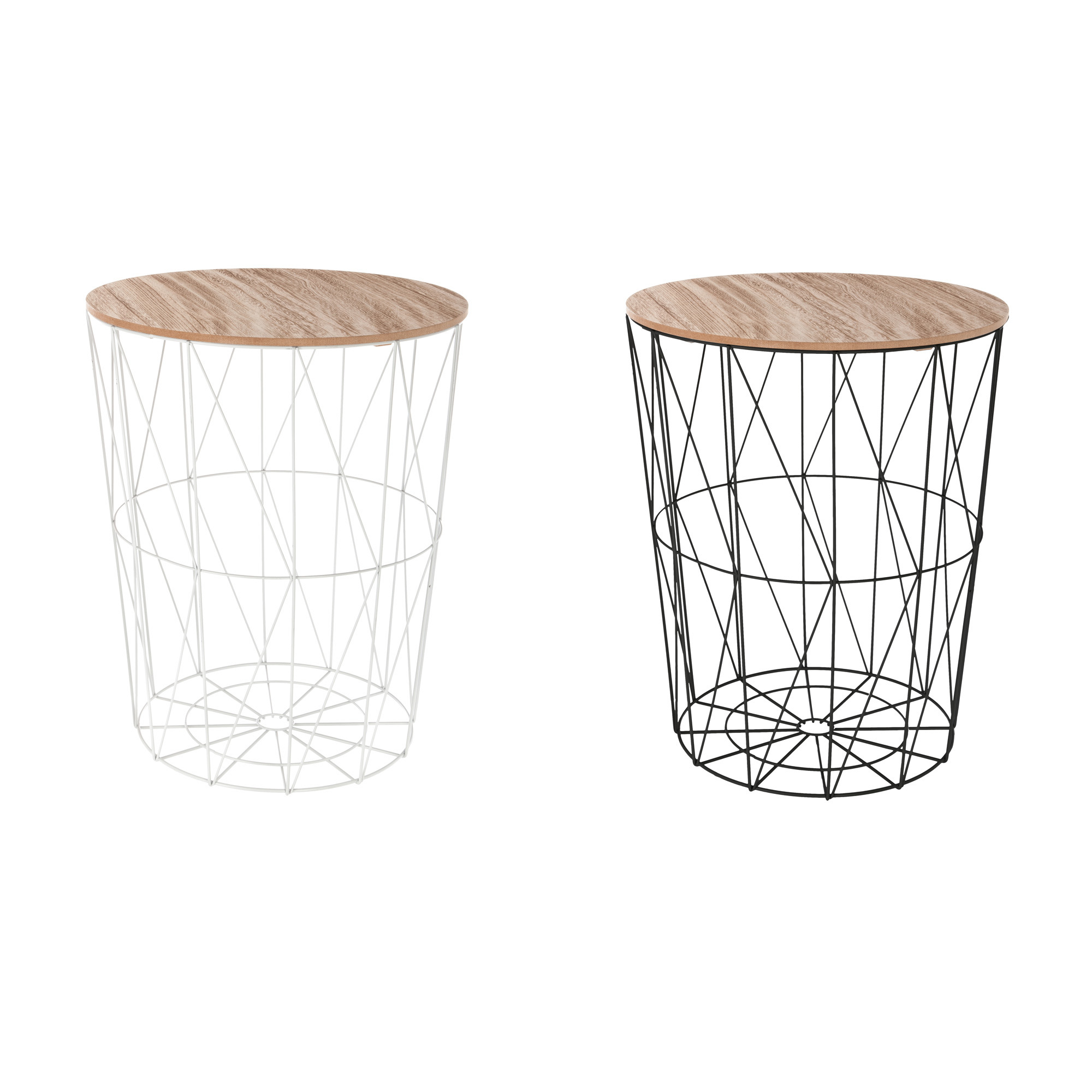 Korbtisch Beistelltisch Metallkorb Runde Wohnzimmertisch Couchtisch