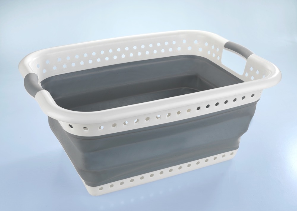 Wäschekorb, faltbarer Kunststoffbehälter mit 2 Griffen - 60,2 x 45,6 x