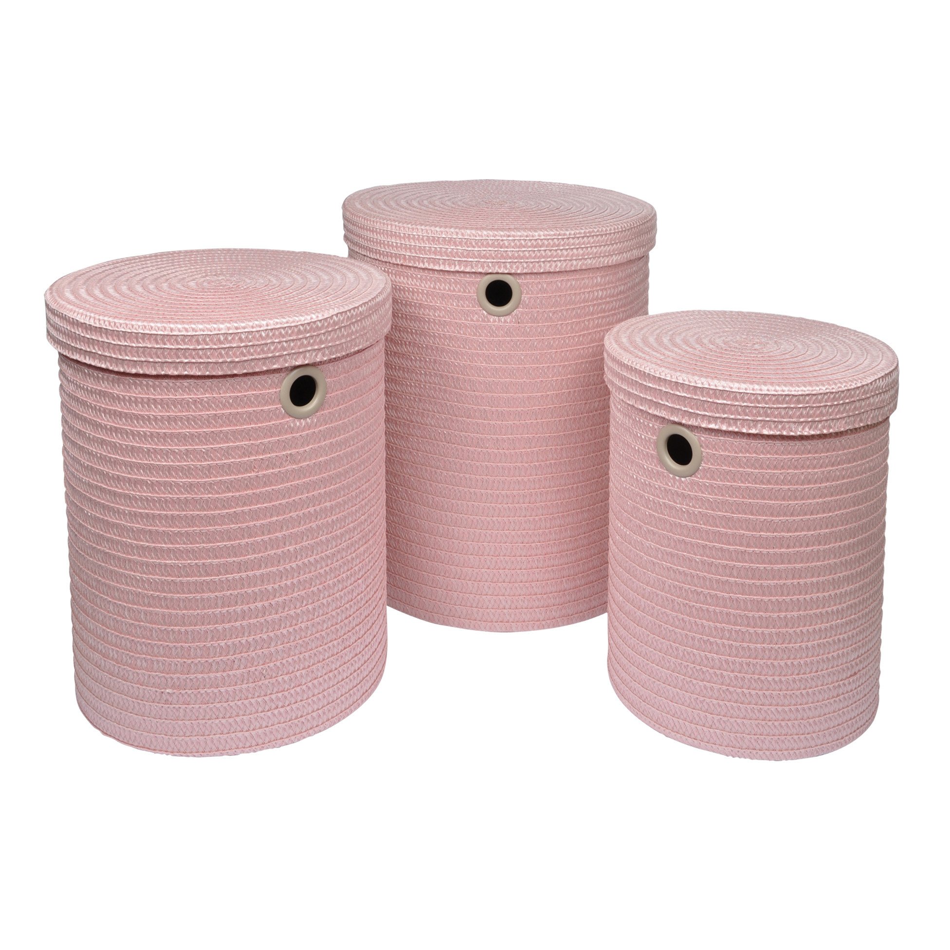 SET OF 3 BRAIDED PLASTIC LAUNDRY BASKETS 18L/29L/45L ...