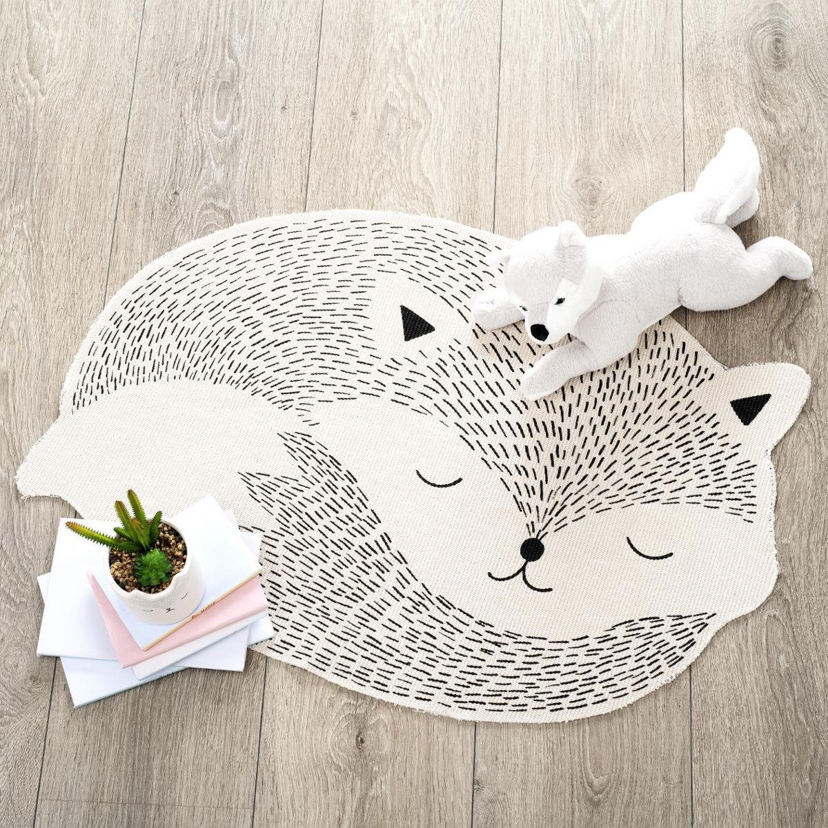 90x60 cm Farbe grau Baby Teppich Fox Atmosphera for kids
