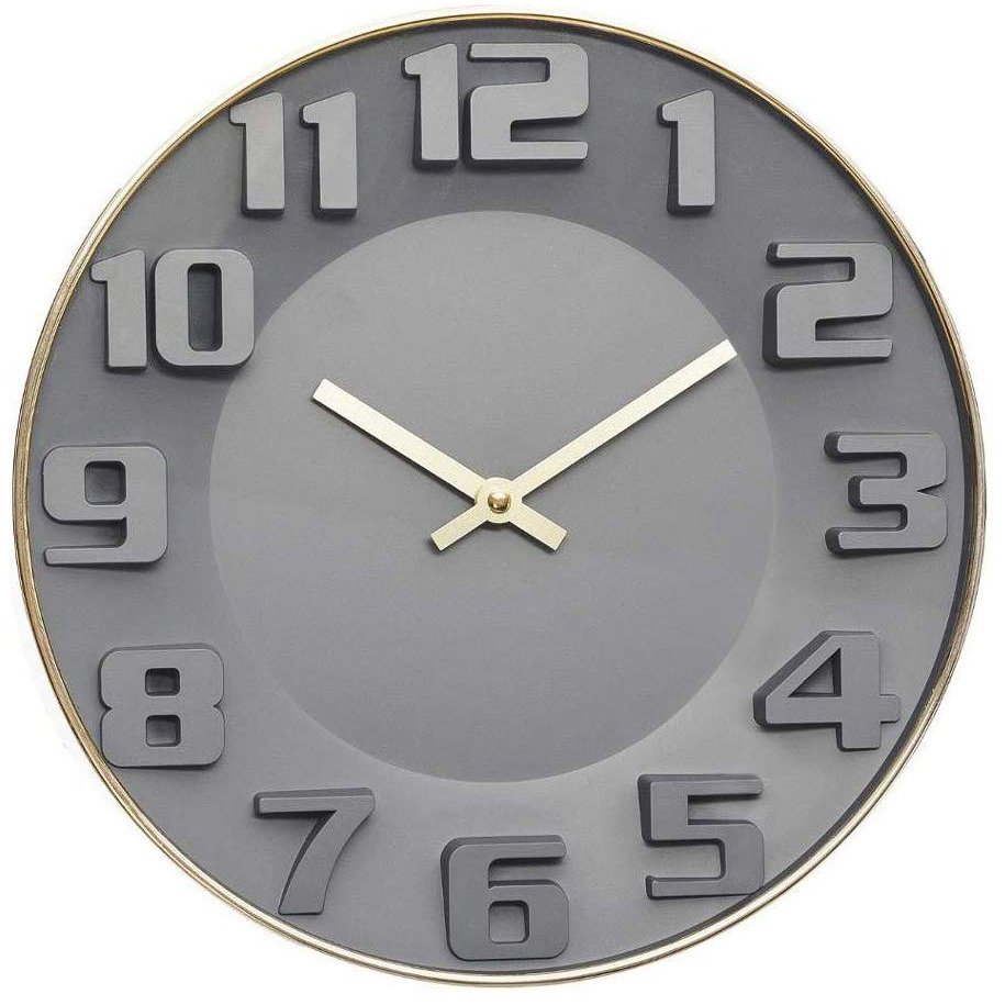 Silent Wanduhr mit großen Zahlen, Ø 30 cm, grau - Atmosphera | EMAKO