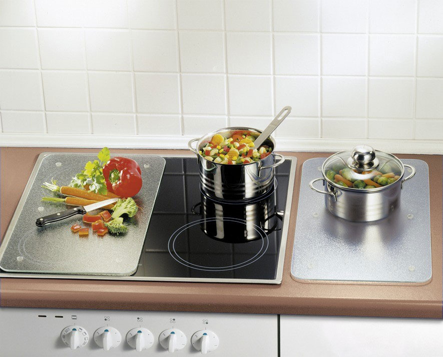 2pcs Set Glass Hob Protection Panel Cooker Cover Plates Cutting Board